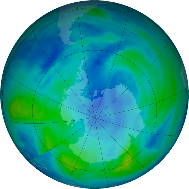 Antarctic ozone map for 06 May 2000